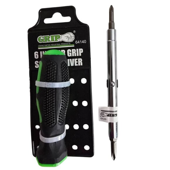 6-in-1 Flathead Slotted Phillips Reversible Screwdriver Nut Driver Bit TPR GRIP - Picture 3 of 7